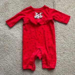 Holiday Disney Red Mickey Mouse Kids Footie, 6-9 months